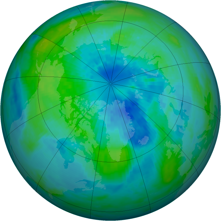 Arctic ozone map for 25 September 1992